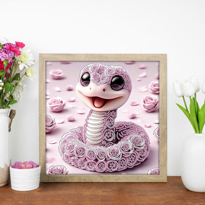 Funny Pink Snake - Special Shaped Drill Diamond Painting 30*30CM