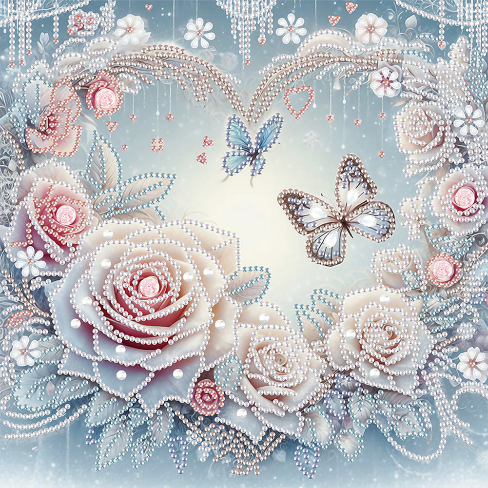 Flowers And Butterflies - Special Shaped Drill Diamond Painting 30*30CM