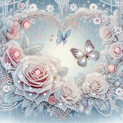 Flowers And Butterflies - Special Shaped Drill Diamond Painting 30*30CM