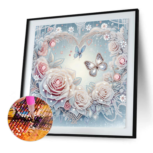 Flowers And Butterflies - Special Shaped Drill Diamond Painting 30*30CM