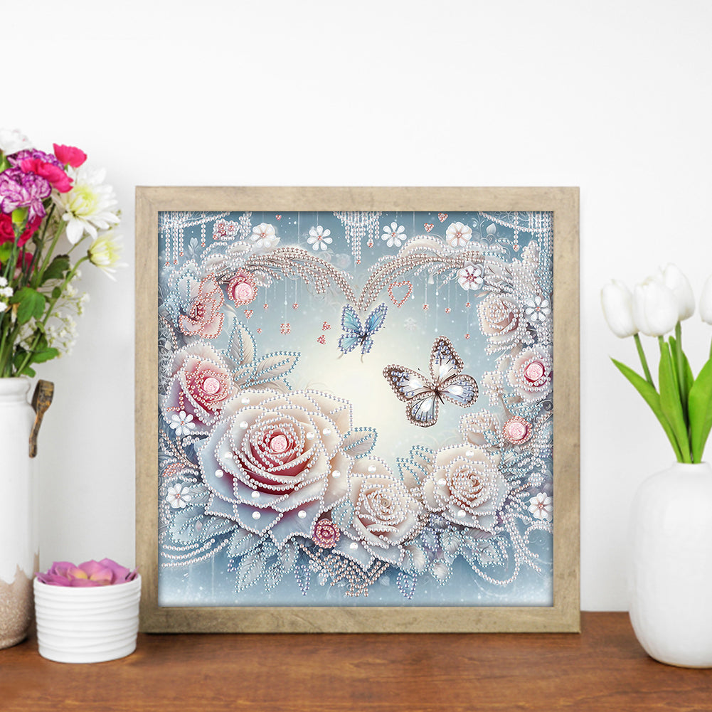 Flowers And Butterflies - Special Shaped Drill Diamond Painting 30*30CM