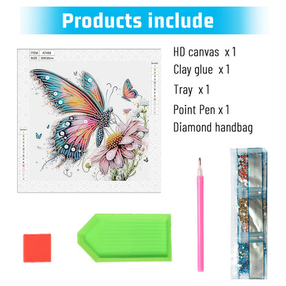 Flowers And Butterflies - Special Shaped Drill Diamond Painting 30*30CM