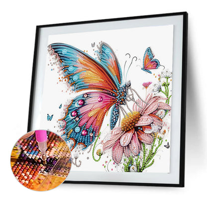 Flowers And Butterflies - Special Shaped Drill Diamond Painting 30*30CM