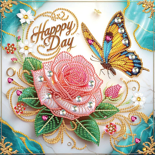 Flowers And Butterflies - Special Shaped Drill Diamond Painting 30*30CM