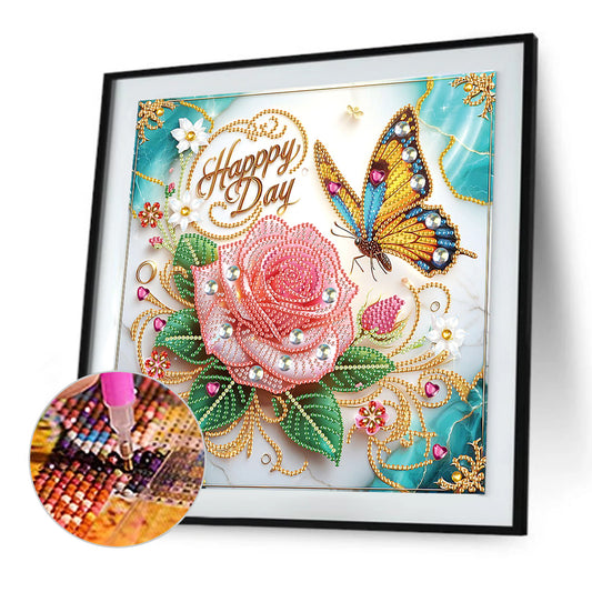 Flowers And Butterflies - Special Shaped Drill Diamond Painting 30*30CM