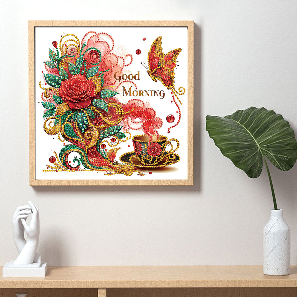 Flowers And Butterflies - Special Shaped Drill Diamond Painting 30*30CM