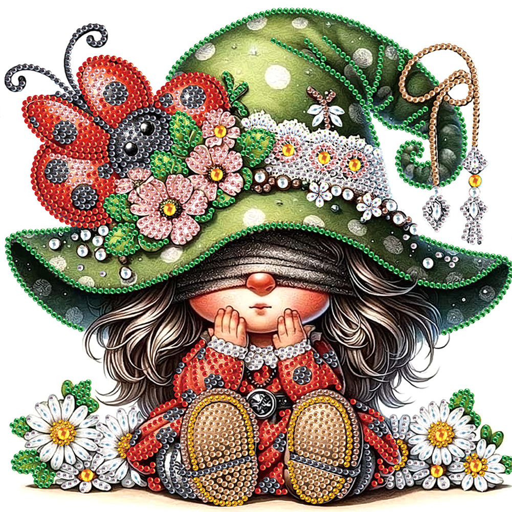 Ladybug Gnome - Special Shaped Drill Diamond Painting 30*30CM
