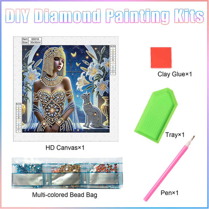 Elegant Egyptian Beauty - Special Shaped Drill Diamond Painting 30*30CM