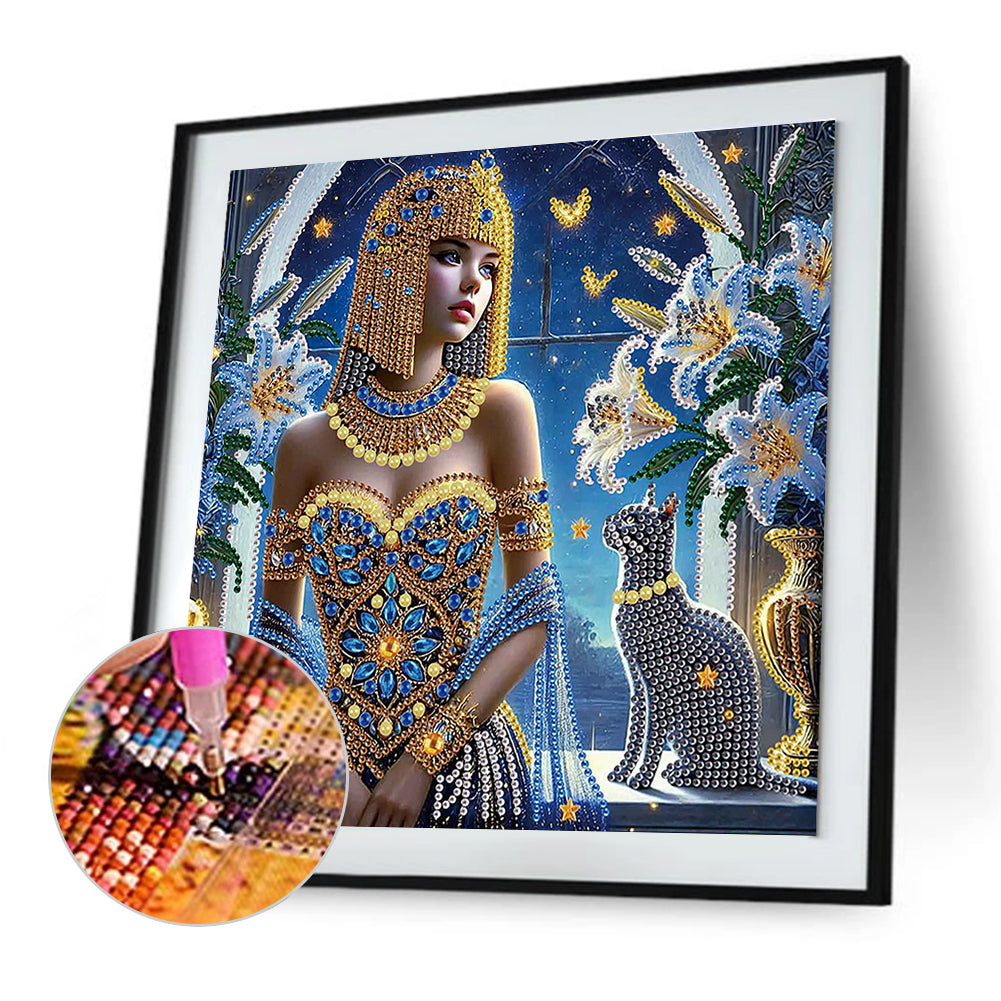 Elegant Egyptian Beauty - Special Shaped Drill Diamond Painting 30*30CM