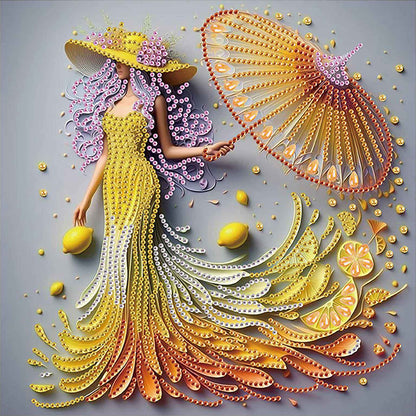 Elegant Umbrella Beauty - Special Shaped Drill Diamond Painting 30*30CM