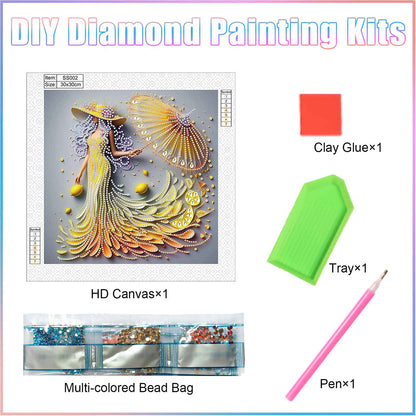 Elegant Umbrella Beauty - Special Shaped Drill Diamond Painting 30*30CM