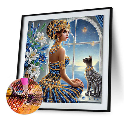 Elegant Egyptian Beauty - Special Shaped Drill Diamond Painting 30*30CM