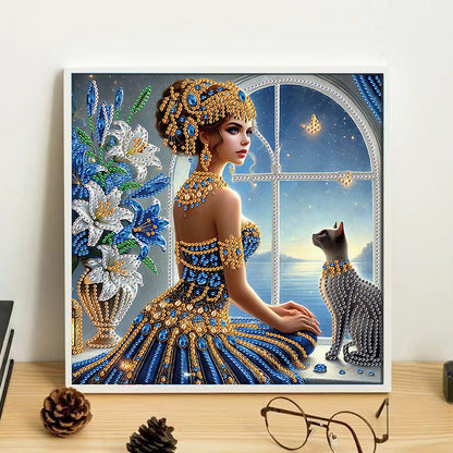 Elegant Egyptian Beauty - Special Shaped Drill Diamond Painting 30*30CM