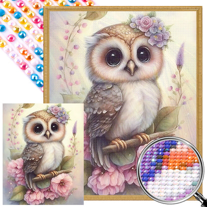 Owl On The Branch - Full AB Round Drill Diamond Painting 40*50CM