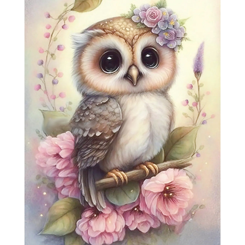 Owl On The Branch - Full AB Round Drill Diamond Painting 40*50CM