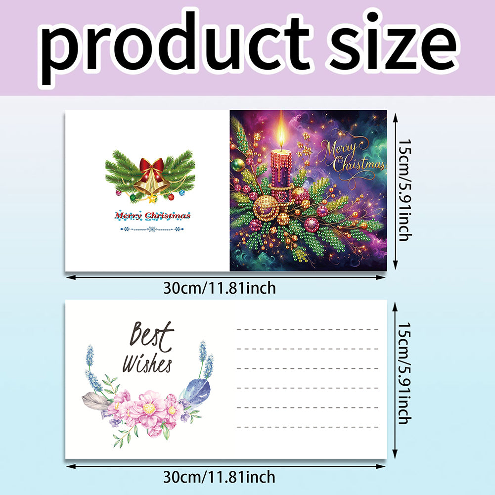 6PCS DIY Diamond Art Greeting Cards Xmas Designs for Festivals and Celebrations