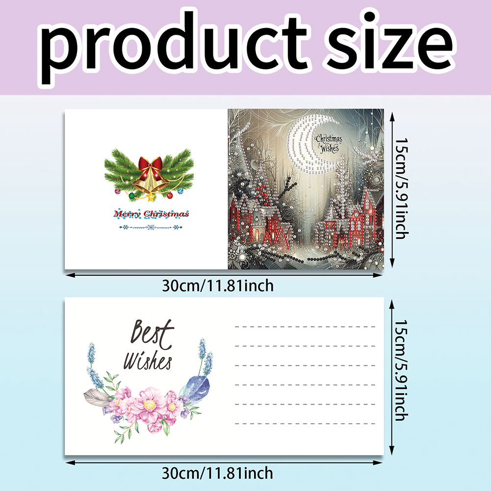 6PCS DIY Diamond Art Greeting Cards Xmas Designs for Festivals and Celebrations