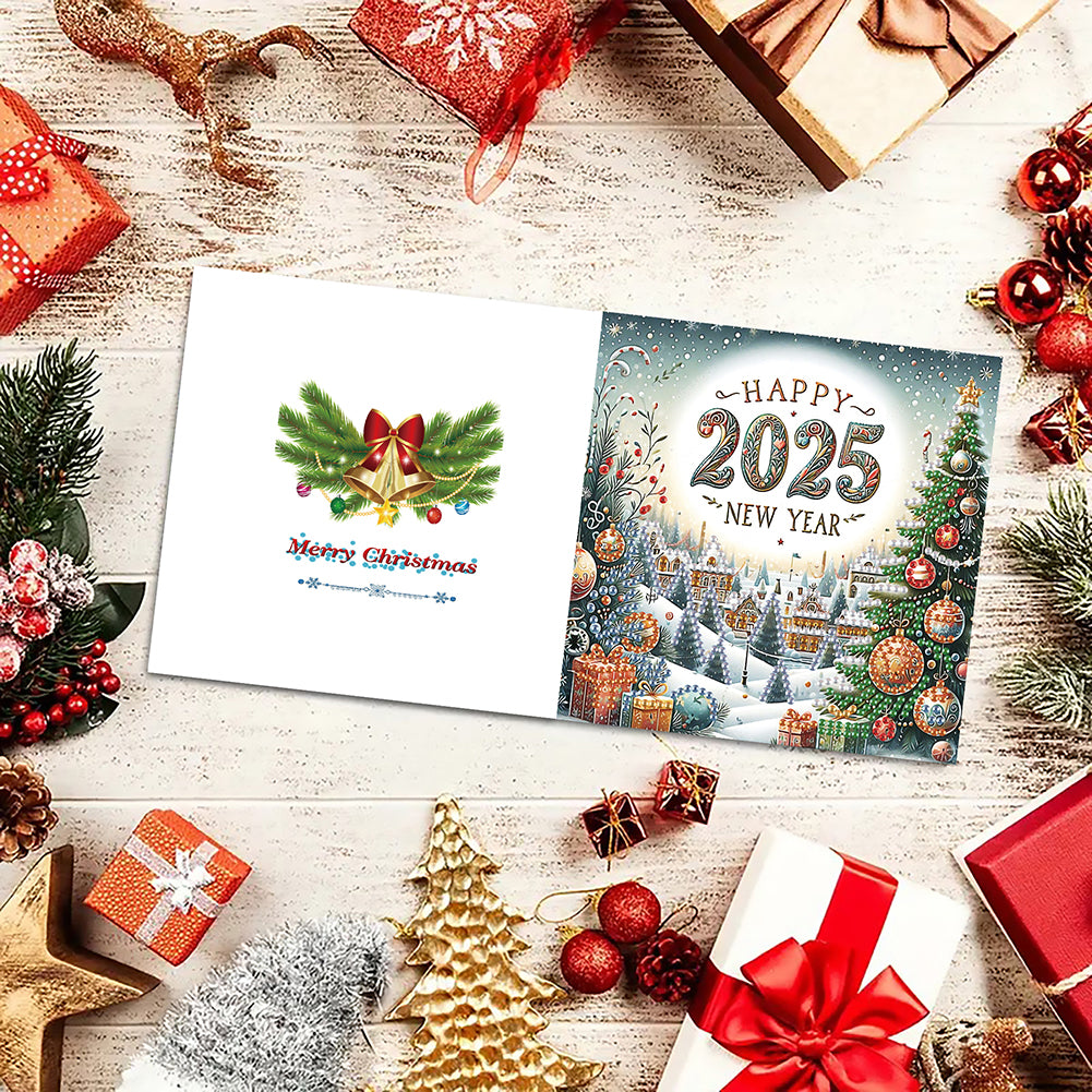 6PCS DIY Diamond Art Greeting Cards Xmas Designs for Festivals and Celebrations