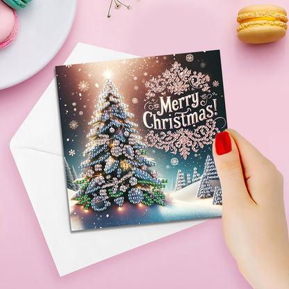 6PCS DIY Diamond Art Greeting Cards Xmas Designs for Festivals and Celebrations