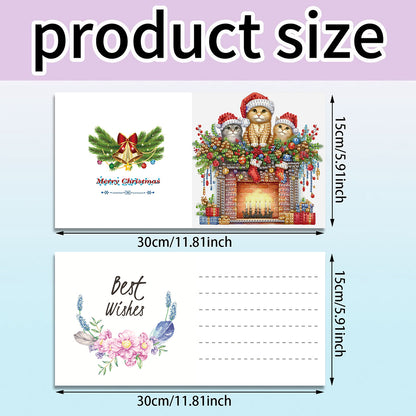 6PCS DIY Diamond Art Greeting Cards Xmas Designs for Festivals and Celebrations