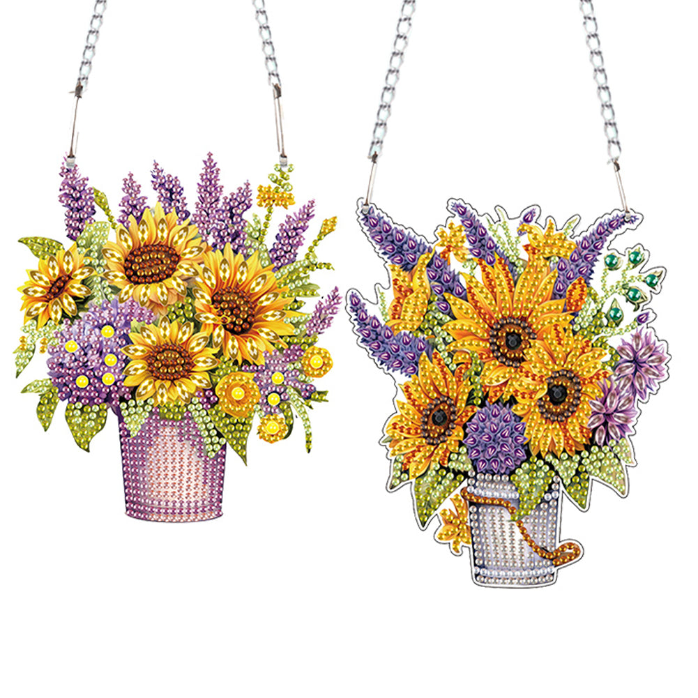 2pcs 2D Flat DIY Diamond Art Pendant Diamond Painting Set Wall Door Decoration