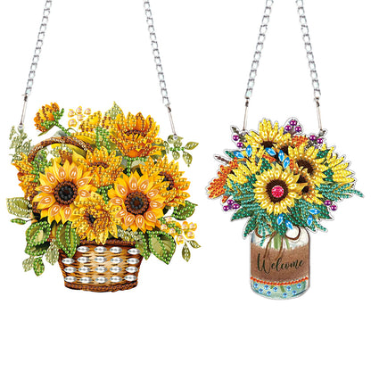 2pcs 2D Flat DIY Diamond Art Pendant Diamond Painting Set Wall Door Decoration