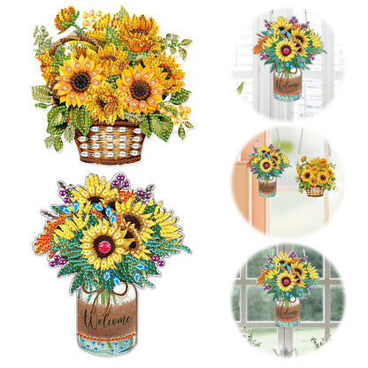 2pcs 2D Flat DIY Diamond Art Pendant Diamond Painting Set Wall Door Decoration