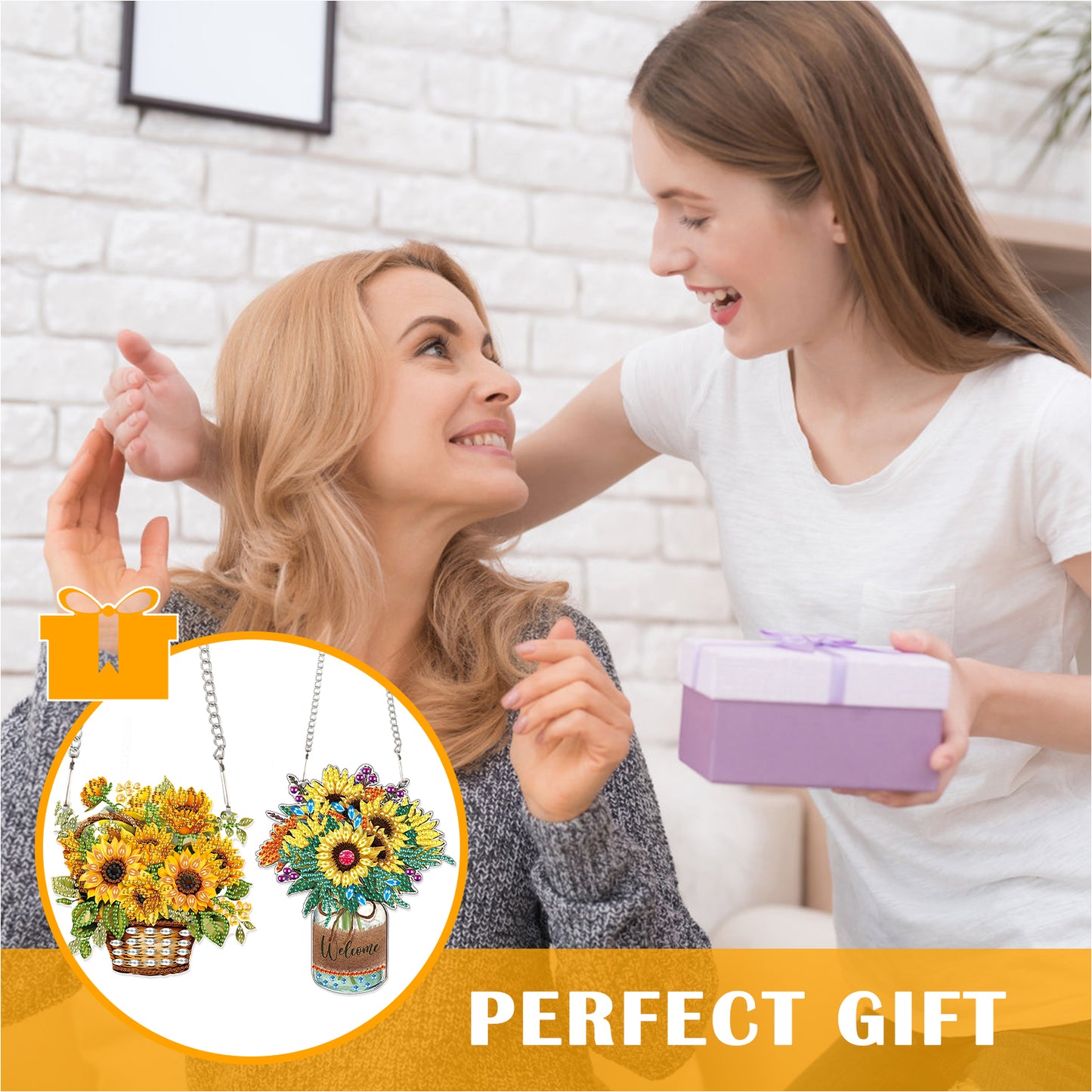 2pcs 2D Flat DIY Diamond Art Pendant Diamond Painting Set Wall Door Decoration