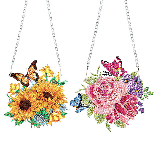 2pcs 2D Flat DIY Diamond Art Pendant Diamond Painting Set Wall Door Decoration