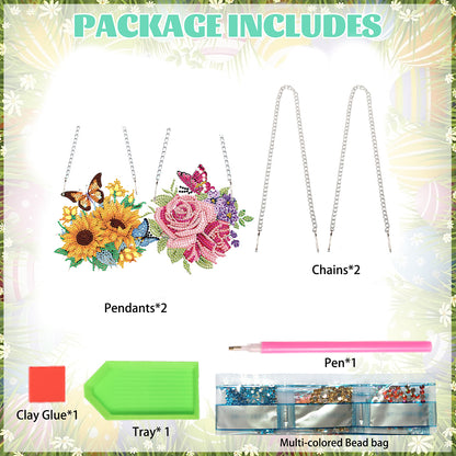 2pcs 2D Flat DIY Diamond Art Pendant Diamond Painting Set Wall Door Decoration