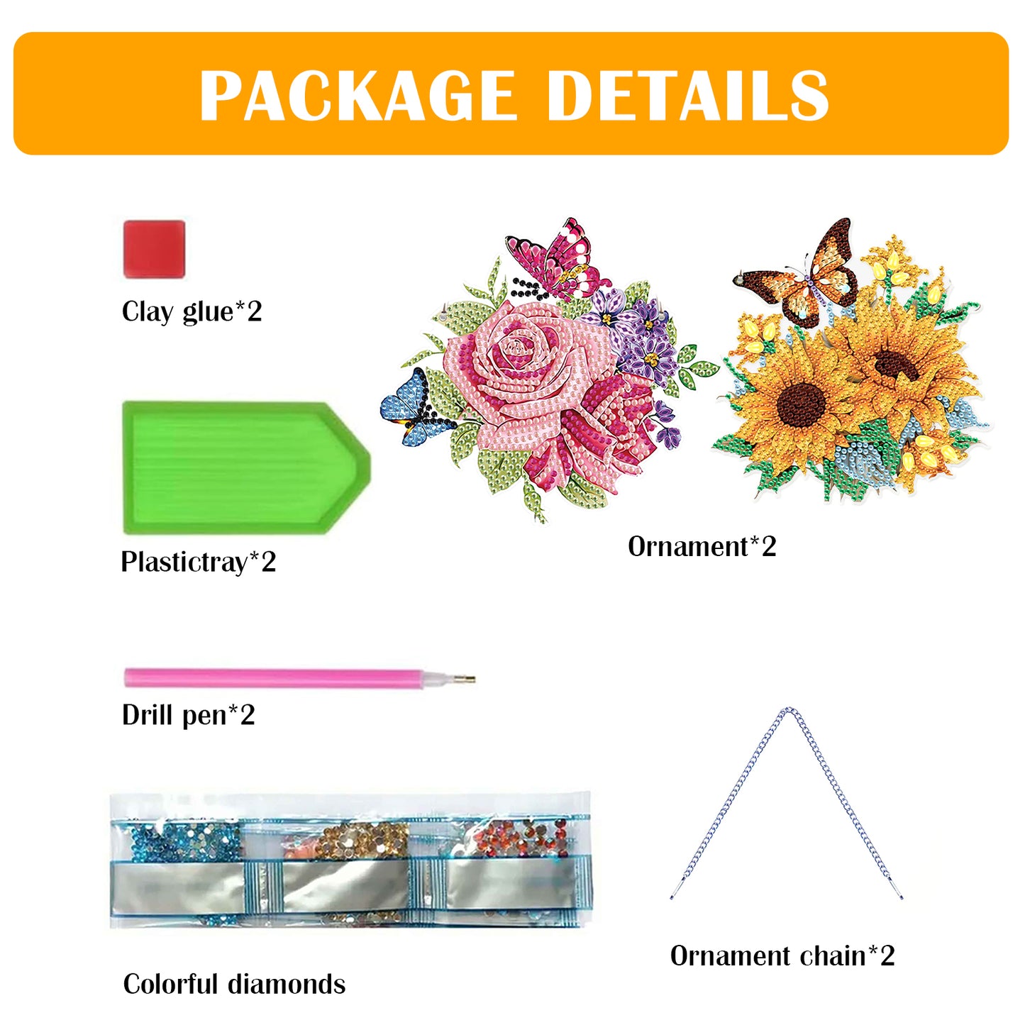 2pcs 2D Flat DIY Diamond Art Pendant Diamond Painting Set Wall Door Decoration