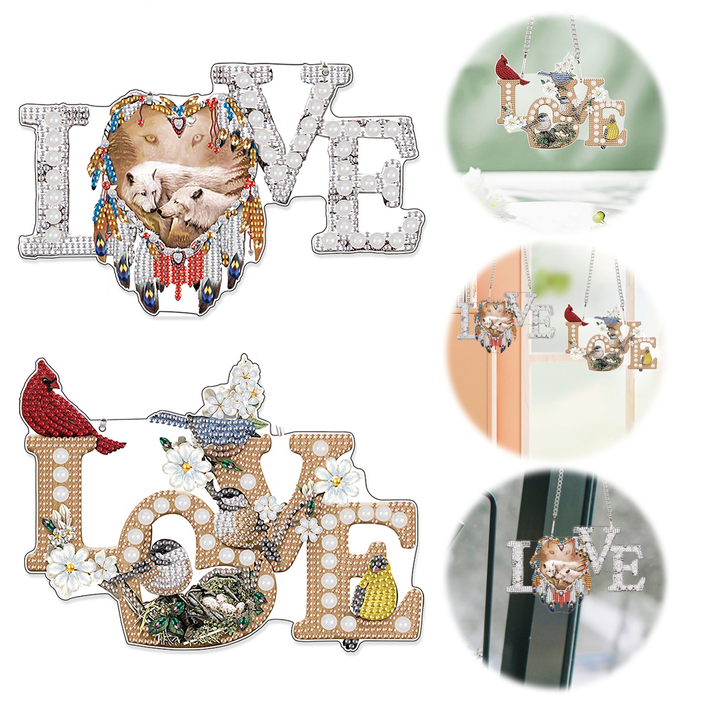 2pcs 2D Flat DIY Diamond Art Pendant Diamond Painting Set Wall Door Decoration