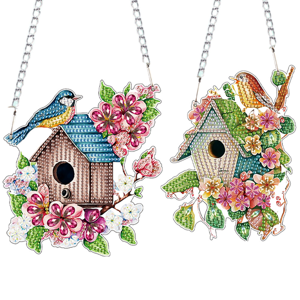 2pcs 2D Flat DIY Diamond Art Pendant Diamond Painting Set Wall Door Decoration