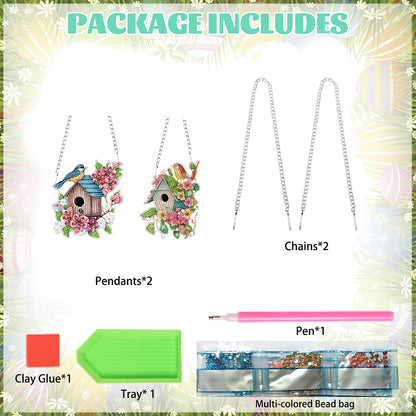 2pcs 2D Flat DIY Diamond Art Pendant Diamond Painting Set Wall Door Decoration