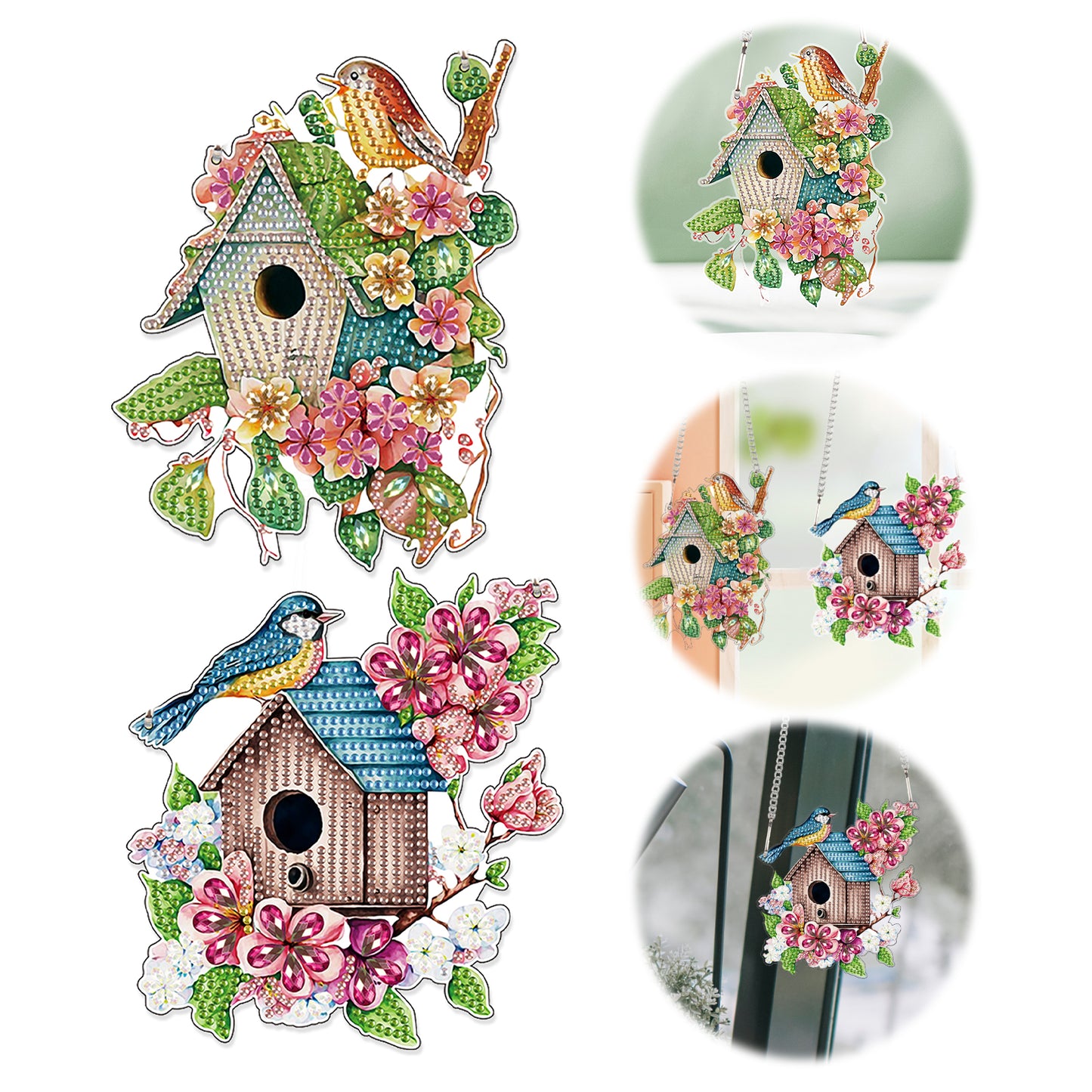 2pcs 2D Flat DIY Diamond Art Pendant Diamond Painting Set Wall Door Decoration