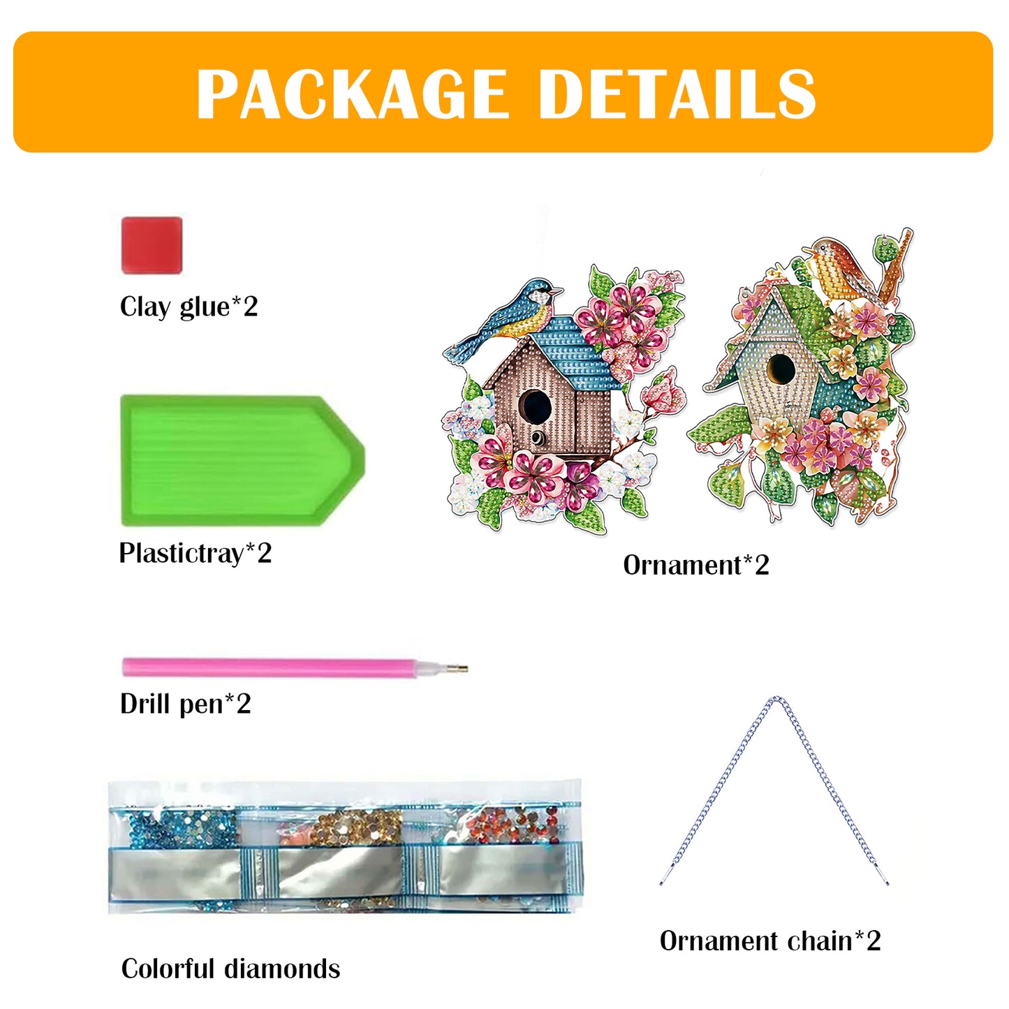2pcs 2D Flat DIY Diamond Art Pendant Diamond Painting Set Wall Door Decoration