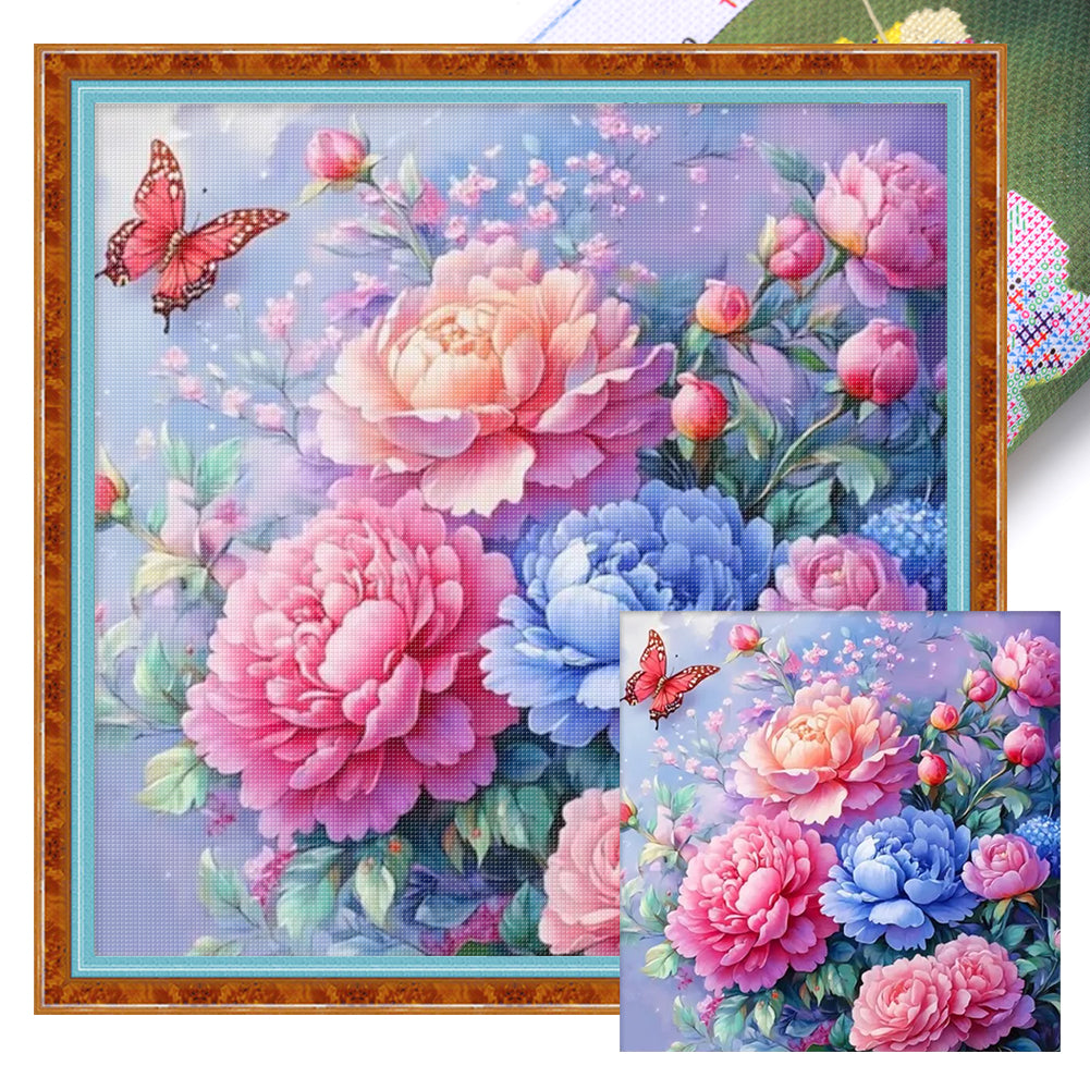 Peony - 11CT Stamped Cross Stitch 50*50CM