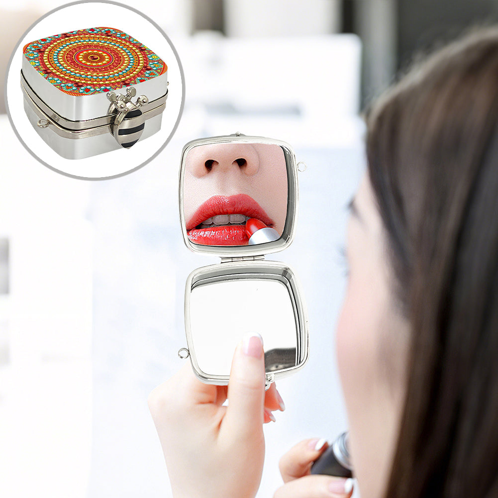 Peacock Diamond Art Storage Case Diamond Painting Mirror Organizer Box for Women