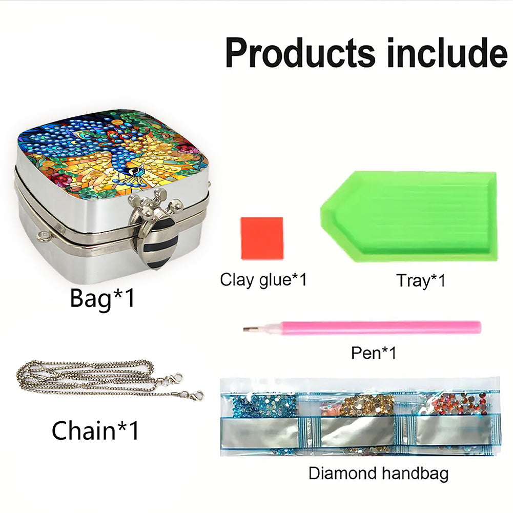 Peacock Diamond Art Storage Case Diamond Painting Mirror Organizer Box for Women