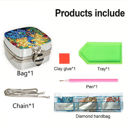 Peacock Diamond Art Storage Case Diamond Painting Mirror Organizer Box for Women