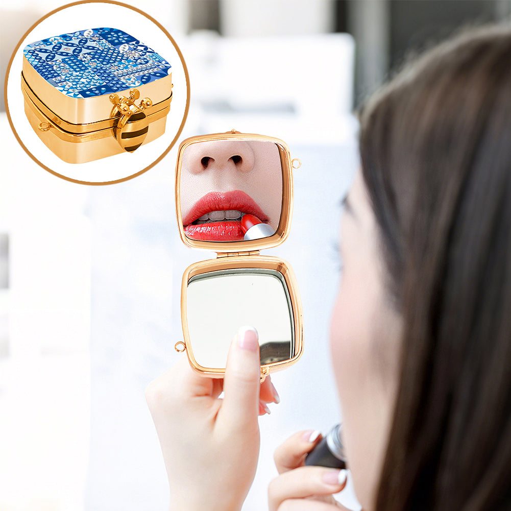 Peacock Diamond Art Storage Case Diamond Painting Mirror Organizer Box for Women