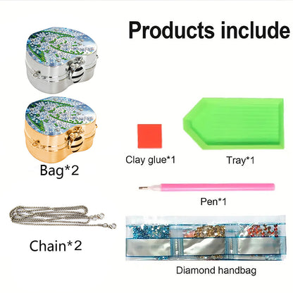 2Pcs Succulent Diamond Art Storage Case Rhinestone Jewelry Box 5D Diy Coin Purse