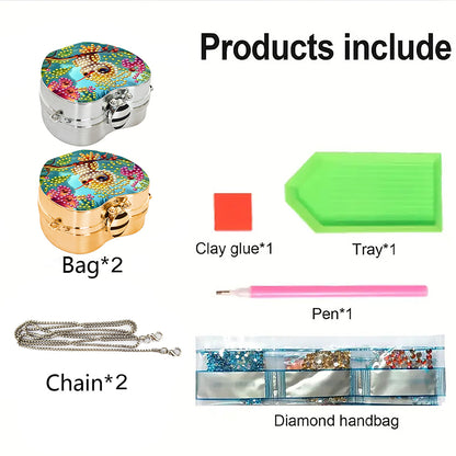 2Pcs Succulent Diamond Art Storage Case Rhinestone Jewelry Box 5D Diy Coin Purse