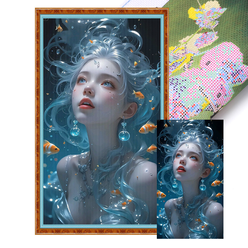 Girl In The Water - 14CT Stamped Cross Stitch 40*70CM