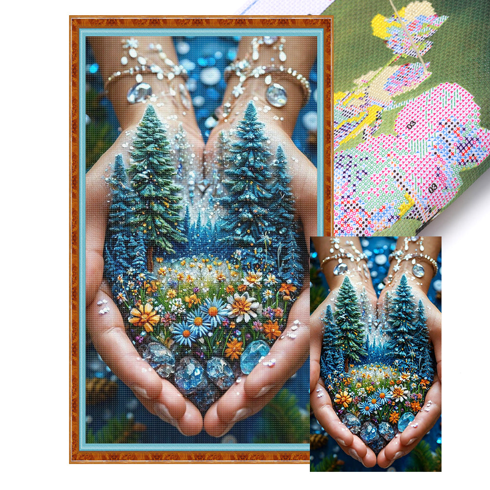 Scenery In The Hand - 14CT Stamped Cross Stitch 40*70CM