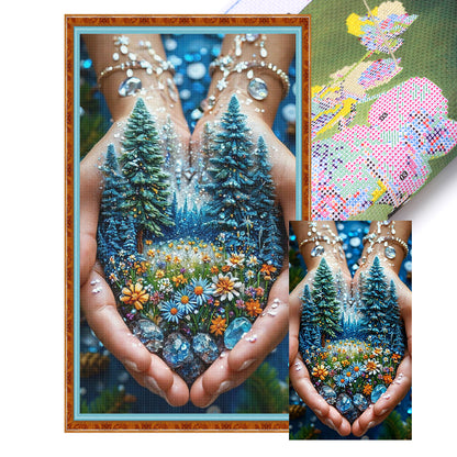 Scenery In The Hand - 14CT Stamped Cross Stitch 40*70CM