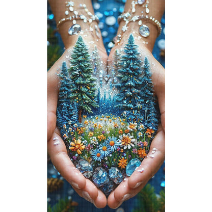 Scenery In The Hand - 14CT Stamped Cross Stitch 40*70CM