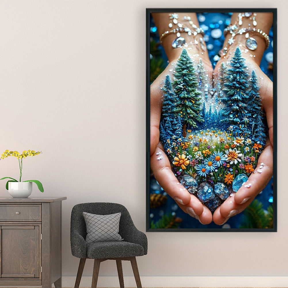 Scenery In The Hand - 14CT Stamped Cross Stitch 40*70CM