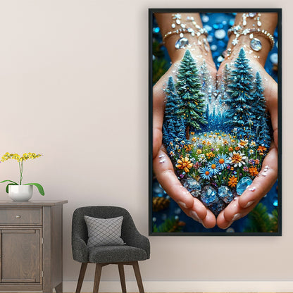 Scenery In The Hand - 14CT Stamped Cross Stitch 40*70CM
