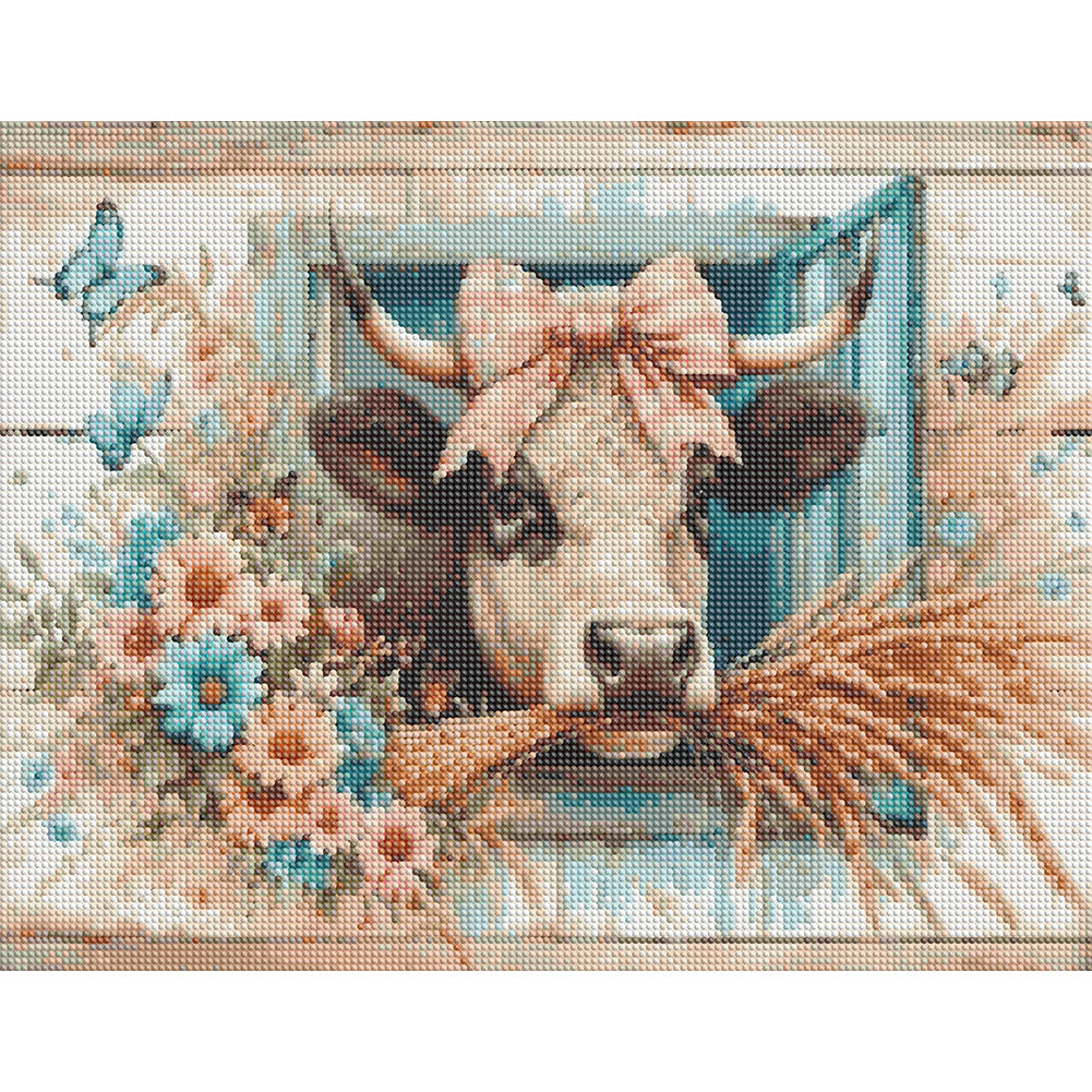 Retro Farm Cow - Full Round Drill Diamond Painting 50*40CM
